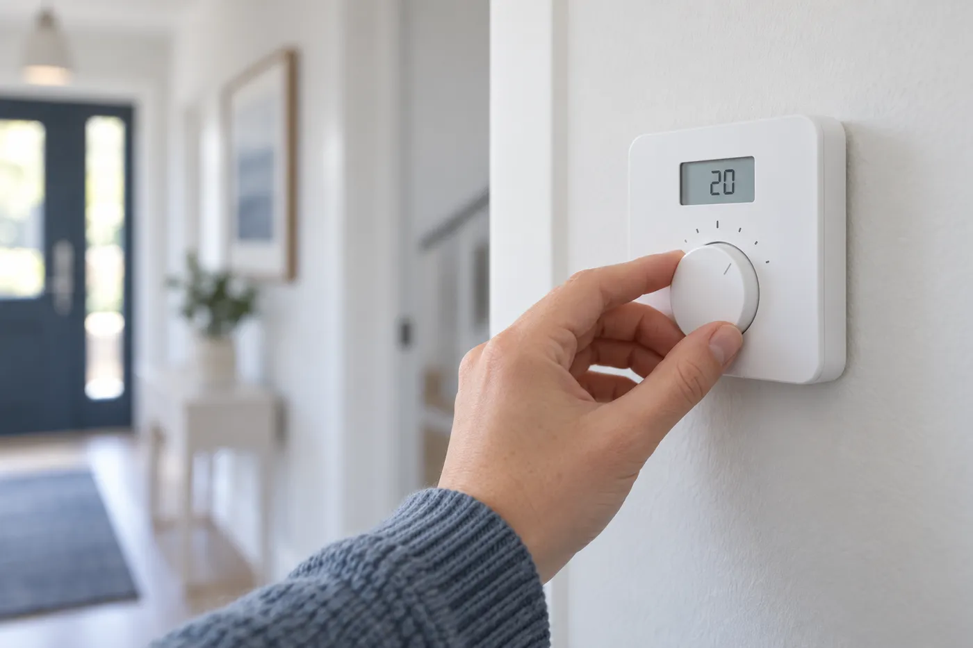 Réglage d'un thermostat d'ambiance mural dans un logement du Val-de-Marne